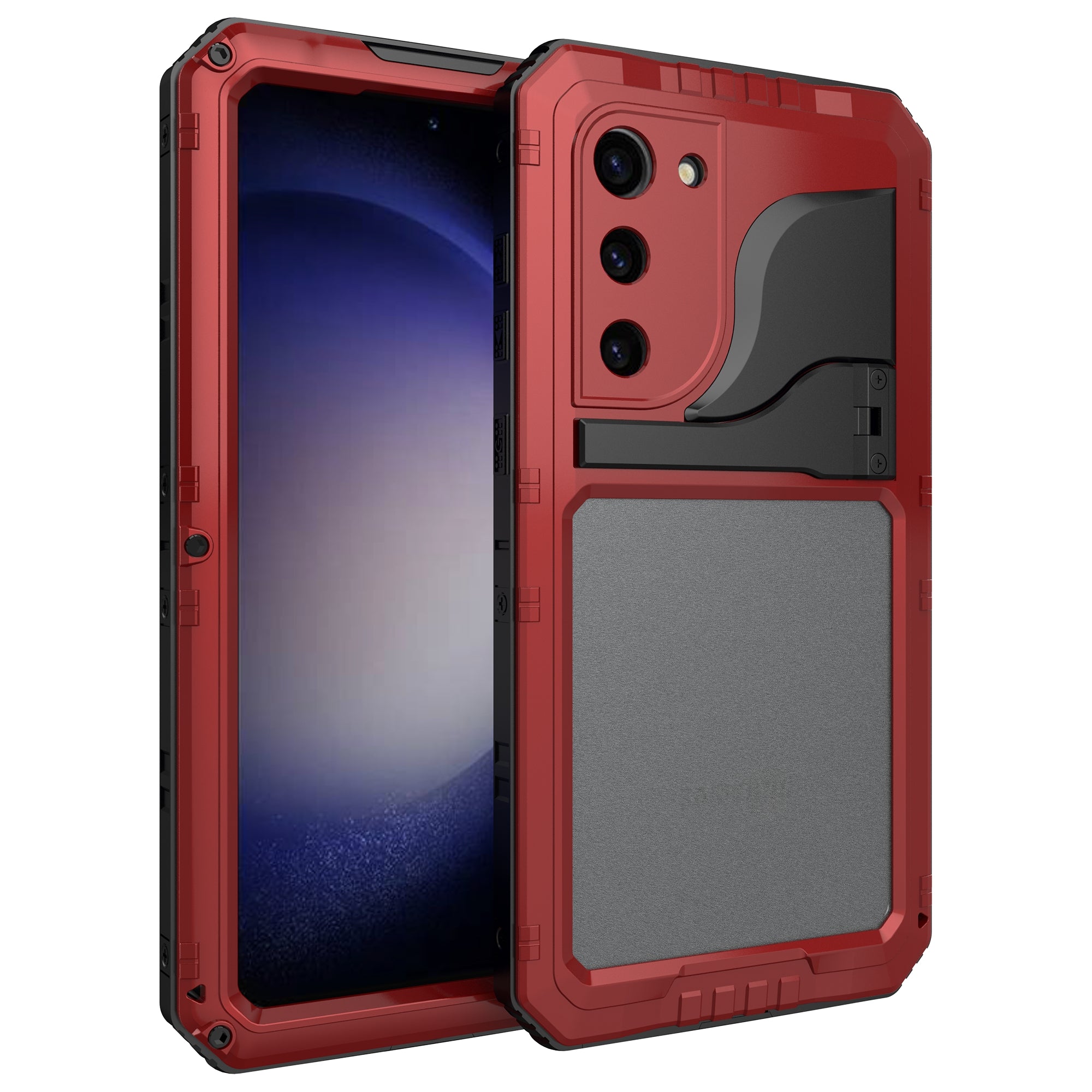 For Samsung Galaxy S23 IP68 Waterproof Metal Silicone Phone Case Full Cover Dustproof Kickstand Cover with Screen Protector For Samsung Galaxy S23 IP68 Waterproof Metal Silicone Phone Case Full Cover Dustproof Kickstand Cover with Screen Protector